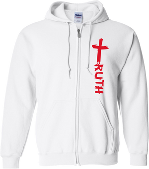 TruTruth Classic Zippered Unisex Hoodie in White