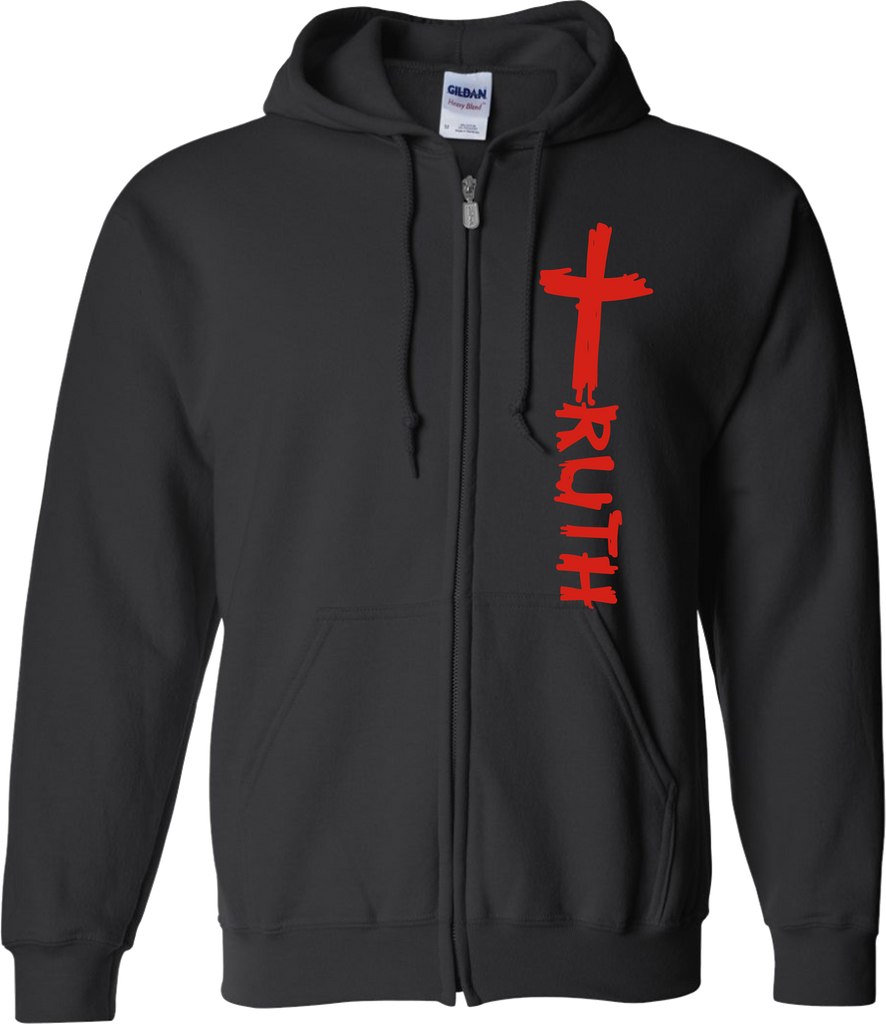 TruTruth Classic Zippered Unisex Hoodie in Black